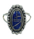 Silver Southwest Lapis Inlay Ring Size 7-1/4 AX88152